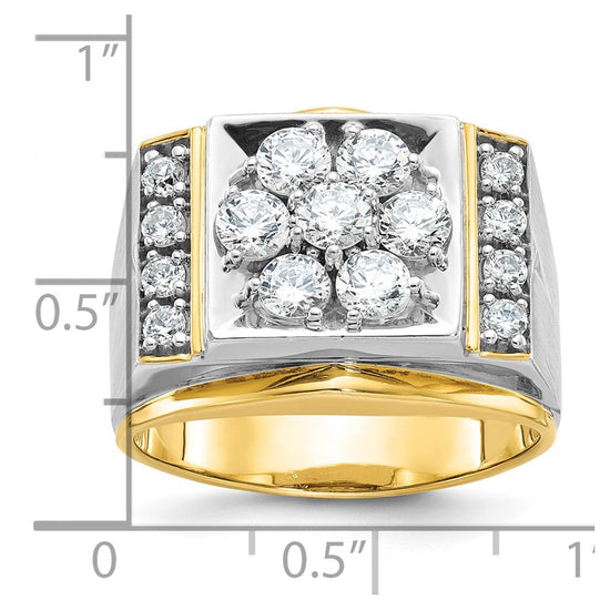 14k Two-tone IBGoodman Men's Polished and Satin Cluster Ring Mounting
