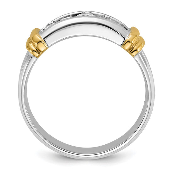 14k Two-tone 1/2 carat Lab Grown Diamond VS/SI+ G+ Five Stone Complete Polished Men's Ring