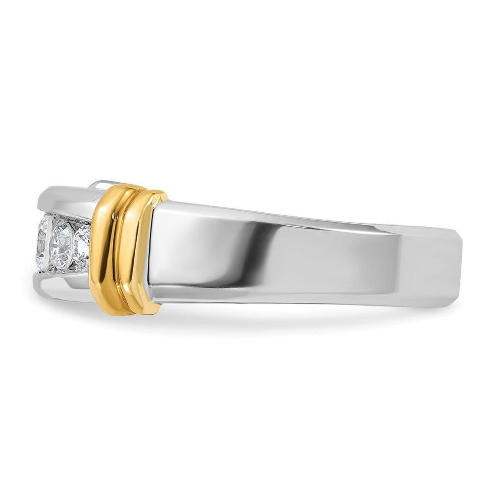 14k Two-tone 1/2 carat Lab Grown Diamond VS/SI+ G+ Five Stone Complete Polished Men's Ring