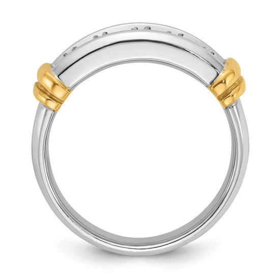 14k Two-tone Men's Polished and Grooved 5-Stone 1 Carat AA Quality Diamond Ring