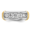14k Two-tone Men's Polished and Grooved 5-Stone 1 Carat AA Quality Diamond Ring