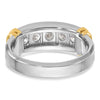 14k Two-tone Men's Polished and Grooved 5-Stone 1 Carat AA Quality Diamond Ring