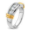 14k Two-tone Men's Polished and Grooved 5-Stone 1 Carat AA Quality Diamond Ring
