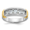 14k Two-tone Men's Polished and Grooved 5-Stone 1 Carat AA Quality Diamond Ring