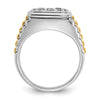 10k Two-tone Men's Polished and Textured 1 Carat A Quality Diamond Cluster Ring