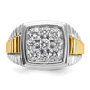 14k Two-tone Men's Polished and Textured 1 Carat AA Quality Diamond Cluster Ring