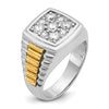 14k Two-tone Men's Polished and Textured 1 Carat AA Quality Diamond Cluster Ring