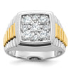 14k Two-tone Men's Polished and Textured 1 Carat AA Quality Diamond Cluster Ring