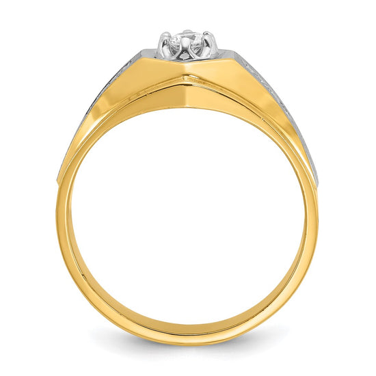 14k Men's Polished and Satin 1/3 carat Diamond Complete Ring