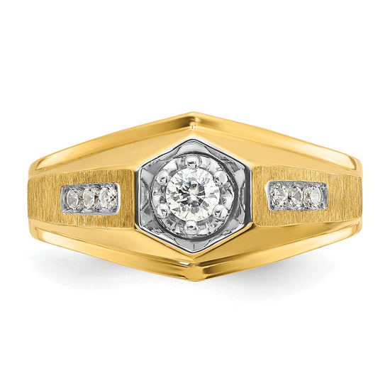 14k IBGoodman Men's Polished and Satin Diamond Ring Mounting
