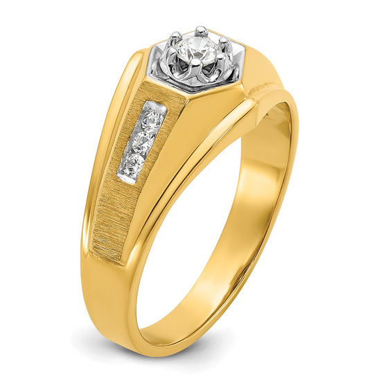 14k Men's Polished and Satin 1/3 carat Diamond Complete Ring