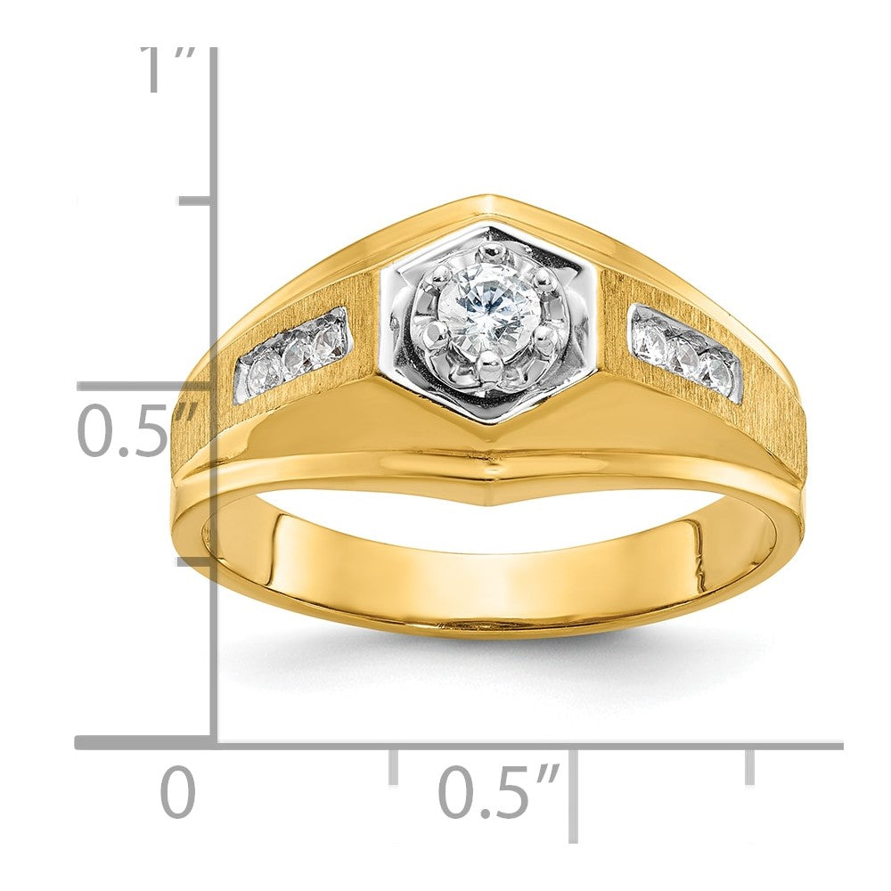 14k Men's Polished and Satin 1/3 carat Diamond Complete Ring