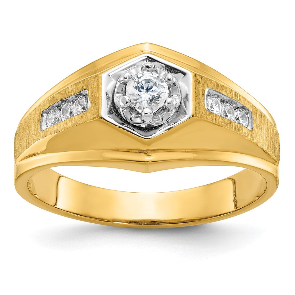 14k Men's Polished and Satin 1/3 carat Diamond Complete Ring