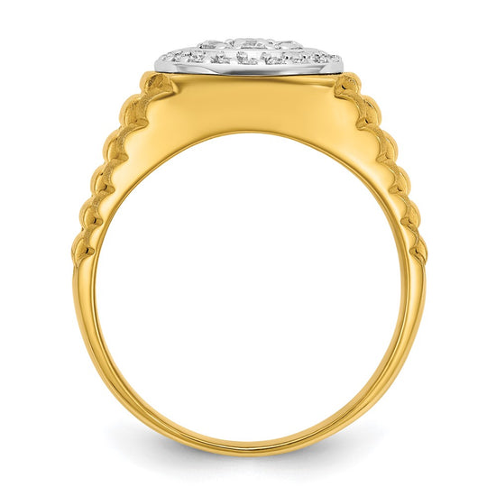 IBGoodman 14k Two-tone Men's Polished Satin and Ribbed Round Cluster Ring Mounting