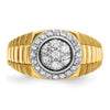 IBGoodman 14k Two-tone Men's Polished Satin and Ribbed Round Cluster Ring Mounting