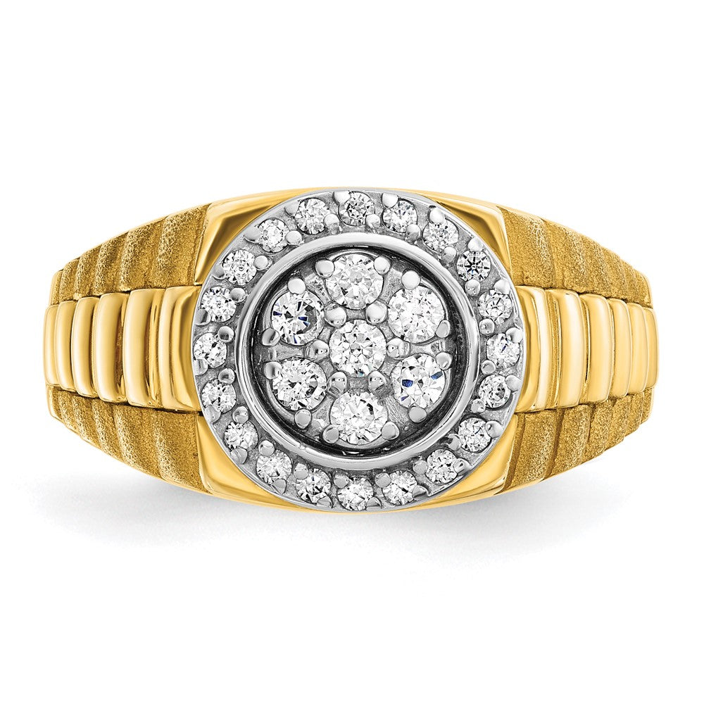 IBGoodman 14k Two-tone Men's Polished Satin and Ribbed Round Cluster Ring Mounting