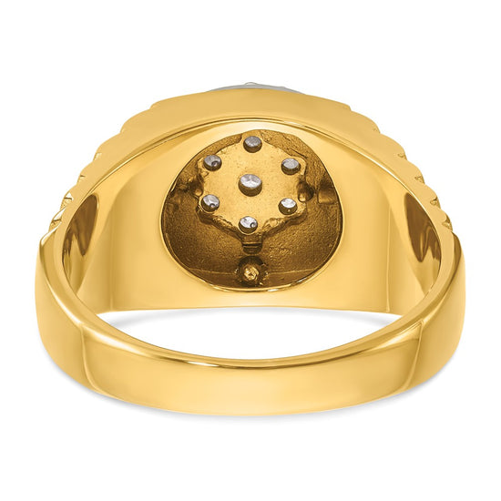 IBGoodman 14k Two-tone Men's Polished Satin and Ribbed Round Cluster Ring Mounting