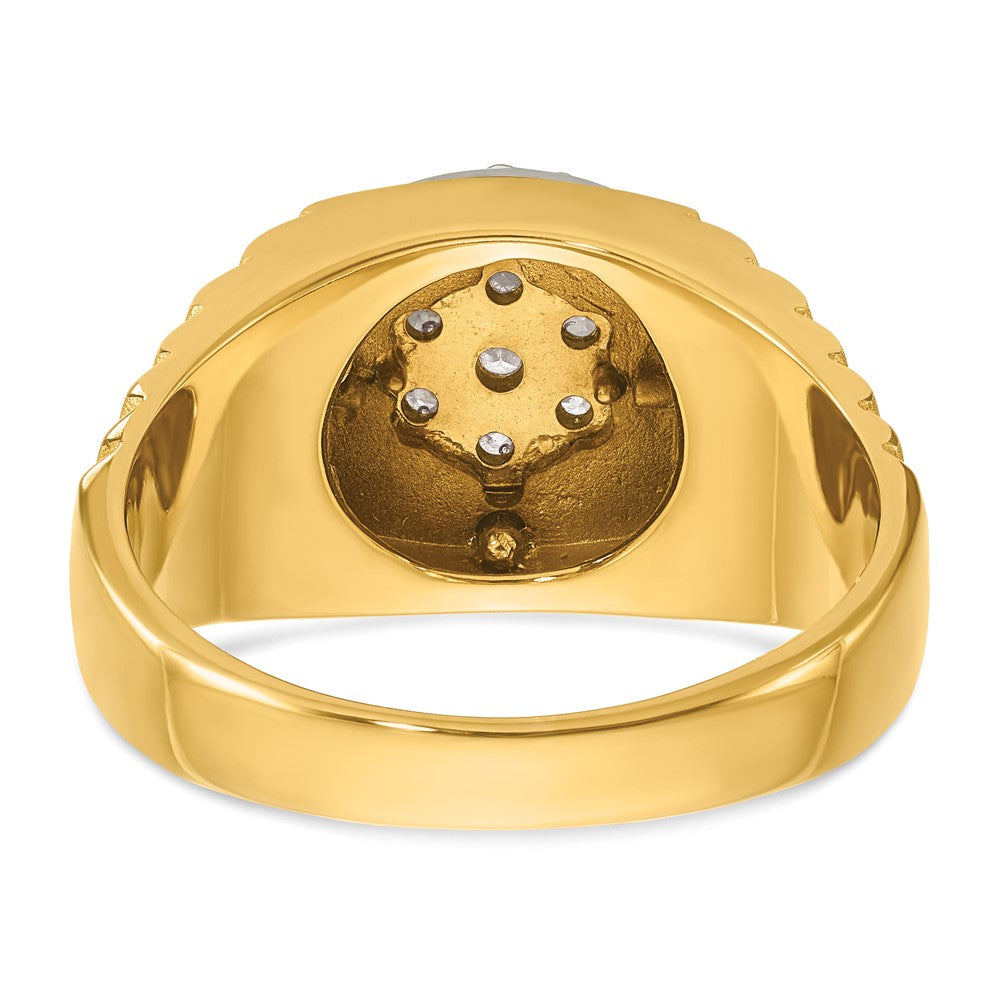 IBGoodman 14k Two-tone Men's Polished Satin and Ribbed Round Cluster Ring Mounting
