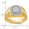 IBGoodman 14k Two-tone Men's Polished Satin and Ribbed Round Cluster Ring Mounting