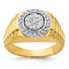 IBGoodman 14k Two-tone Men's Polished Satin and Ribbed Round Cluster Ring Mounting