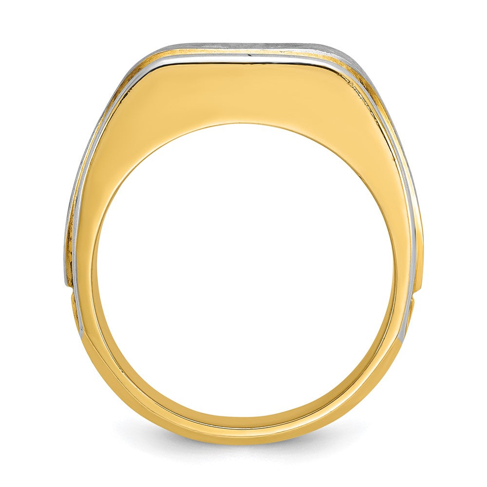 14k Two-tone Men's Polished and Satin 1ct carat Diamond Complete Ring