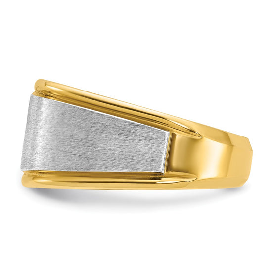 14k Two-tone Men's Polished and Satin 1ct carat Diamond Complete Ring