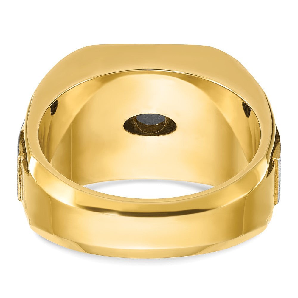 14k Two-tone Men's Polished and Satin 1ct carat Diamond Complete Ring
