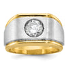 14k Two-tone Men's Polished and Satin 1ct carat Diamond Complete Ring