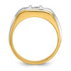 14k Two-tone Men's Polished and Satin 1/4 carat Diamond Complete Ring