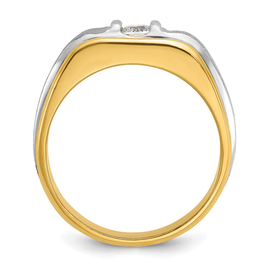 14k Two-tone IBGoodman Men's Polished and Satin Diamond Ring Mounting