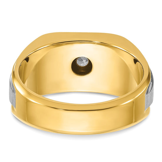 14k Two-tone IBGoodman Men's Polished and Satin Diamond Ring Mounting