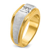 14k Two-tone Men's Polished and Satin 1/4 carat Diamond Complete Ring