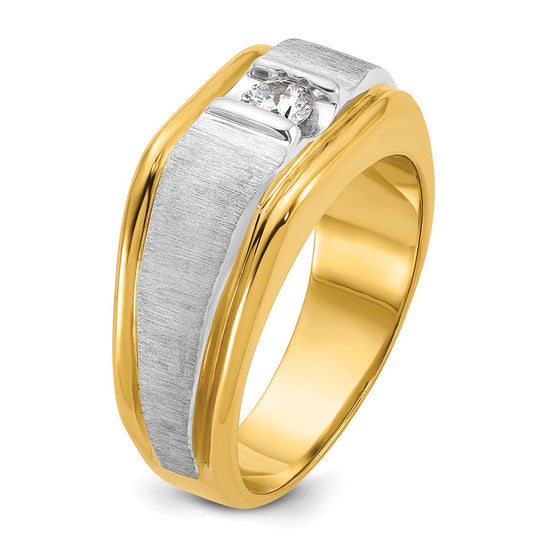 14k Two-tone IBGoodman Men's Polished and Satin Diamond Ring Mounting