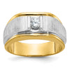 14k Two-tone Men's Polished and Satin 1/4 carat Diamond Complete Ring
