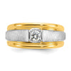 14k Two-tone Men's Polished and Satin 1/4 carat Diamond Complete Ring