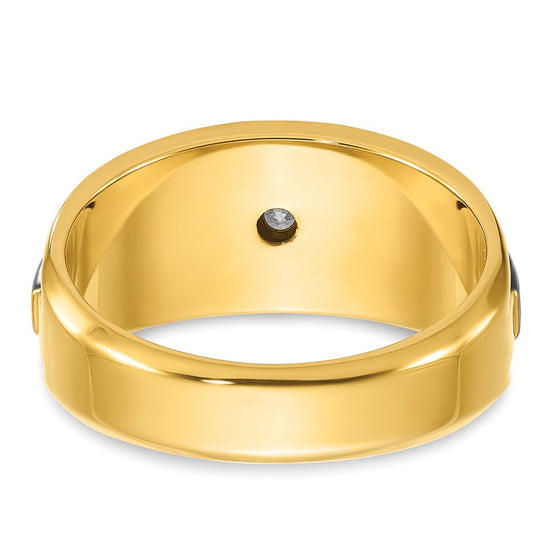 14k Two-tone Men's Polished and Satin 1/4 carat Diamond Complete Ring