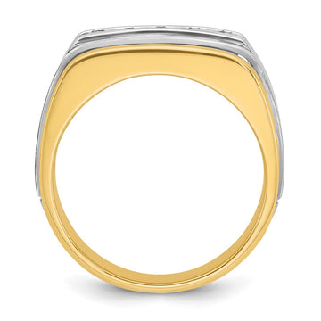 IBGoodman 14k Two-tone Men's Polished Satin and Grooved 5-Stone 1/2 Carat A Quality Diamond Ring