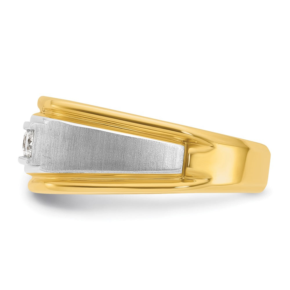IBGoodman 14k Two-tone Men's Polished Satin and Grooved 5-Stone 1/2 Carat A Quality Diamond Ring