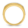 14k Two-tone Men's Polished Satin and Grooved 5-Stone 1 Carat AA Quality Diamond Ring