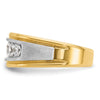 14k Two-tone Men's Polished Satin and Grooved 5-Stone 1 Carat AA Quality Diamond Ring