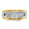 IBGoodman 14k Two-tone Men's Polished Satin and Grooved 5-Stone Ring Mounting