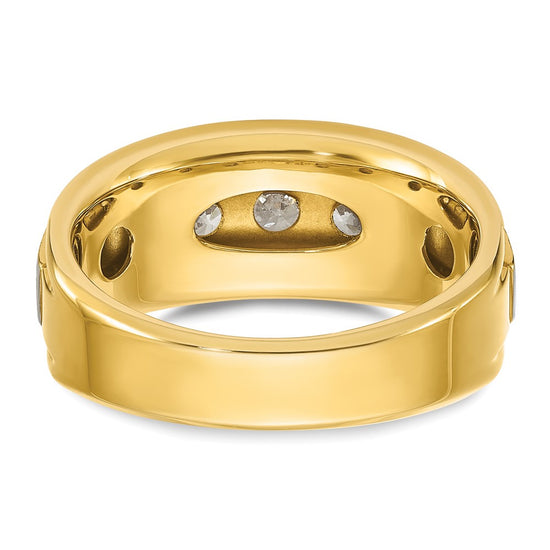 IBGoodman 14k Two-tone Men's Polished Satin and Grooved 5-Stone Ring Mounting