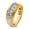 14k Two-tone Men's Polished Satin and Grooved 5-Stone 1 Carat AA Quality Diamond Ring
