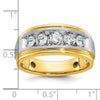 14k Two-tone Men's Polished Satin and Grooved 5-Stone 1 Carat AA Quality Diamond Ring