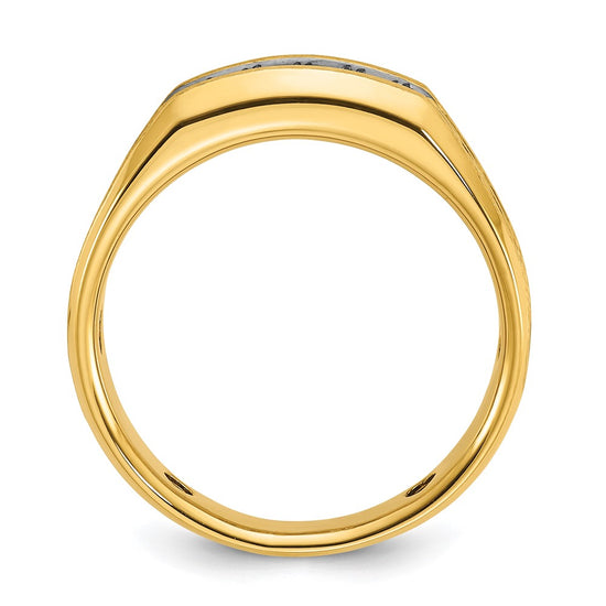 IBGoodman 14k Men's Polished Satin and Grooved 5-Stone Ring Mounting