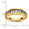 IBGoodman 14k with Black Rhodium Men's Polished Satin and Grooved 1/4 Carat AA Quality Diamond 5-Stone Ring