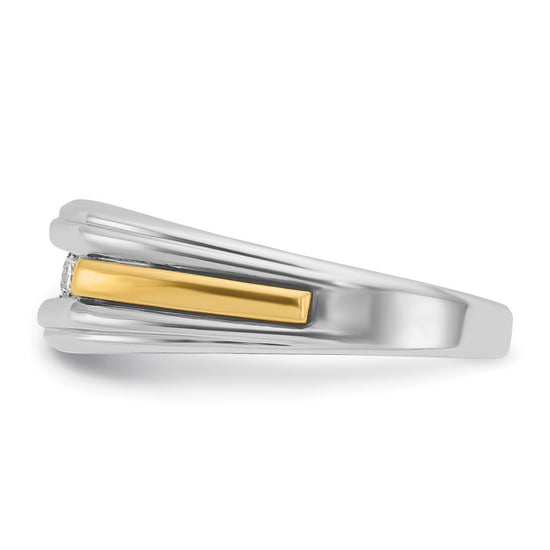IBGoodman 14k Two-tone Men's Polished and Grooved 5-Stone Ring Mounting