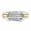 14k Two-tone Men's Polished and Grooved 5-Stone 1/4 Carat AA Quality Diamond Ring