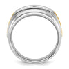 14k Two-tone 1/2 carat Lab Grown Diamond VS/SI+ G+ Complete Polished Satin and Grooved Five Stone Men's Ring