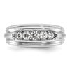 14k Two-tone 1/2 carat Lab Grown Diamond VS/SI+ G+ Complete Polished Satin and Grooved Five Stone Men's Ring